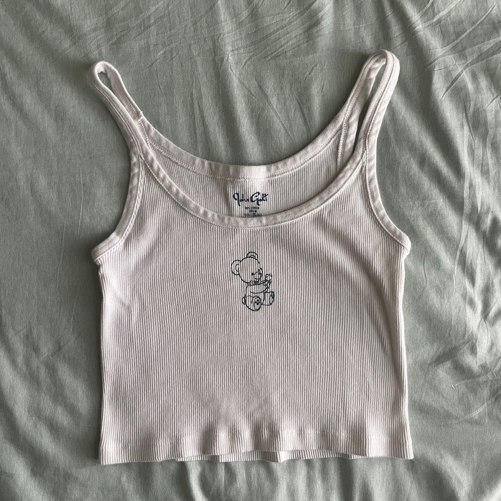 John Galt White Tank Top with Bear Design
